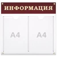 Доска-стенд "Информация" (48х44 см), 2 плоских кармана формата А4, 290461