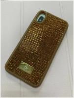 Силиконовый чехол-накладка The Bling World Elite Case для iPhone X / XS, со стразами, темный янтарь