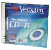 Verbatim Диск CD-R Verbatim 700Mb 52x Slim Case, 1шт (43347)