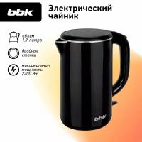 Чайник электрический с двойными стенками BBK EK1811 черный, объем 1.7 л, мощность 1850-2200Вт