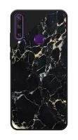 Матовый силиконовый чехол на Huawei Y6p / Хуавей Y6p Черный мрамор уголок, черный