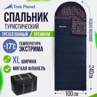 Спальный мешок Trek Planet Belfast XL Comfort, широкий с фланелью, левая молния, синий