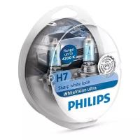 Лампа автомобильная галогенная Philips WhiteVision ultra 12972WVUSM H7 55W PX26d 4200K 2 шт