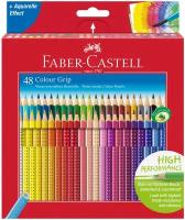 Карандаши цветные Faber-Castell "Grip", 48цв, трехгран, заточен, картон, европодвес, 1 шт