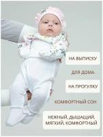 Ползунки Bebo для новорожденных с широкой резинкой детские, белый, 56