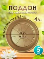 Поддон-подставка для горшка,кашпо,4 л пластик d 18,5 см золотой -5 шт