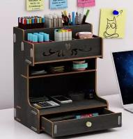 Настольный деревянный органайзер для канцелярии, косметики, подставка для карандашей и ручек