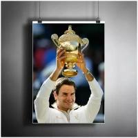 Постер плакат для интерьера "Швейцарский теннисист Роджер Федерер (Roger Federer)" / Декор дома, офиса, комнаты, квартиры, детской A3 (297 x 420 мм)