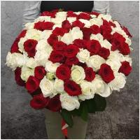 Букет из 101 красной и белой розы 60 см