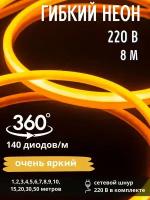 Гибкий неон круглый, диаметр 14 мм, 50м, 220В, 140 LED/м, зеленый