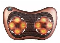 Массажная подушка с ИК-подогревом для шеи и спины URM / массажер для тела Massage Pillow, 8 роликов (8028)