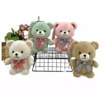 Мягкая плюшевая игрушка для детей медведь, Мишка с бантом, 18 х 15 х 10,5 см, 4 цвета, подарок для мальчика и для девочки, JR4132