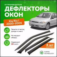 Дефлекторы боковых окон Kia Rio 1 (Киа Рио) седан 2000-2005, ветровики на двери автомобиля, ТТ