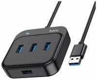 Переходник Hoco HB31 USB концентратор 4 в 1 USB to USB 2.0*4 (длина 0.2м) черный