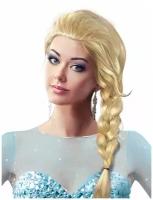 Карнавальный праздничный парик из искусственного волоса Riota Холодное сердце Принцесса Эльза, блонд с косичкой