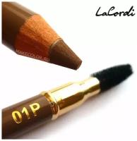 Карандаш для бровей пудровый LaCordi Professional №01P Светло-коричневый со щеточкой