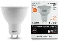 Лампа Gauss LED Elementary MR16 GU10 5.5W 2700К 13616