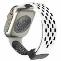 Браслет с магнитной застежкой для Apple Watch 42/44/45/49 (белый/черный)