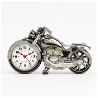 Будильник "Ретро мотоцикл", дискретный ход, АА, 21 х 9 х13 см, серебристый