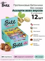 Протеиновые батончики без сахара Bite Protein Ассорти 6 вкусов, 12 штук по 50г