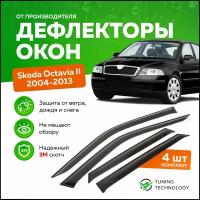 Дефлекторы боковых окон Skoda Octavia 2 (Шкода Октавия) 2004-2013 (А5), ветровики на двери автомобиля, ТТ