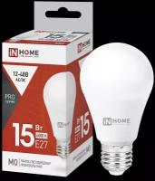 Лампа светодиодная низковольтная LED-MO-PRO 15Вт грушевидная 4000К нейтр. бел. E27 1200лм 12-48В IN HOME 4690612036182