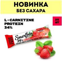 Батончик протеиновый без сахара Smartbar Protein L-carnitine "Клубника" с L-карнитином, 25 шт. х 38 г