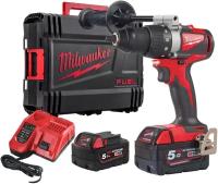 Аккумуляторная дрель-шуруповерт Milwaukee M18 BLPD2-0X 4933464515, с 2 АКБ 5 Ач и ЗУ, в кейсе