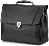 Мужской портфель из натуральной кожи TONINO LAMBORGHINI Sport Elegance черный, 24х42 см