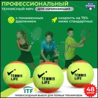 Теннисный мяч Tennis Life, набор мячей 48 штук в упаковке, оранжево-жёлтый