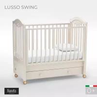 Кроватка Nuovita Lusso swing, качалка, продольный маятник, слоновая кость