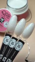 Builder gel 01 flakes QRB nail system  Гель для наращивания, укрепления ногтей средней вязкости молочный с хлопьями, с мерцанием, с блестками 15 гр