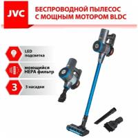 Пылесос для дома JVC JH-VS130, вертикальный беспроводной пылесос Пылесос 2 в 1 с мотором BLDC 3 насадки, 2 уровня мощности, HEPA фильтр, 440 Вт