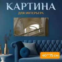 Картина на холсте "Париж, лувр, лестница" на подрамнике 75х40 см. для интерьера