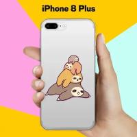 Силиконовый чехол на Apple iPhone 8 Plus 3 ленивца / для Эпл Айфон 8 Плюс