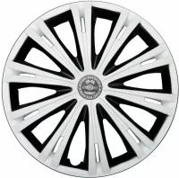 Колпаки на колеса STAR GIGA белая SUPER BLACK R15, комплект 4шт, на диски радиус 15, легковой авто, цвет белый, черный