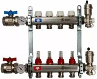 Коллектор из нержавеющей стали STOUT в сборе с расходомерами 1"-3/4" 4 вых. SMS 0907 000004