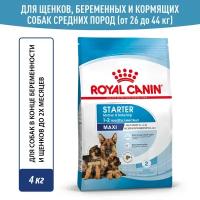 Сухой корм Royal Canin Maxi Starter для щенков крупных размеров до 2-х месяцев, беременных и кормящих сук, 4 кг