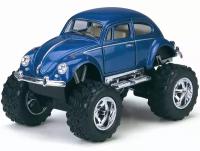 Машинка металлическая Kinsmart 1:32 1967 Volkswagen Classical Beetle Off Road (Жук Внедорожник Офф Роуд)инерционная, двери открываются. Черный