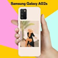 Силиконовый чехол на Samsung Galaxy A02s Девушка в черном / для Самсунг Галакси А02с