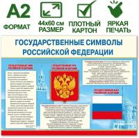 Обучающий плакат А2 "Государственные символы Российской Федерации", 44х60 см, картон, 1 шт