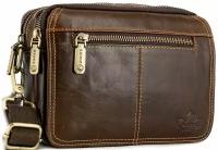 Мужская кожаная сумка-планшет ZNIXS - Коричневая - 16 X 21 X 6 см
