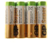 Батарейка алкалиновая GP Super, AA, LR6-4S, 1.5В, спайка, 4 шт