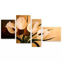 Модульная картина на холсте "Белые розы" 120x80 см