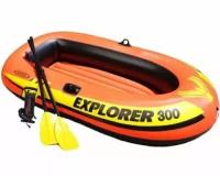 58332NP Надувная лодка EXPLORER-300-Set, трехместная INTEX