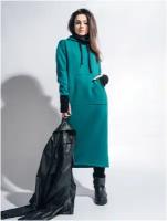 Теплое платье миди цвета петроль от бренда BORMALISA