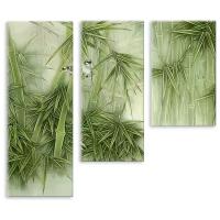 Модульная картина на холсте "Птички в бамбуковой роще" 90x80 см