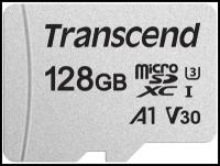 Карта памяти Transcend microSDXC 128 ГБ Class 10, V30, A1, UHS-I U3, R/W 100/40 МБ/с, 1 шт., белый