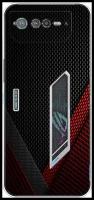 Силиконовый чехол на Asus ROG Phone 6 / Асус Рог Фон 6 "Красный карбон"