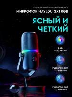 Конденсаторный микрофон Haylou GX1 с RGB подствекой и диаметром мембраны 25 мм, черный